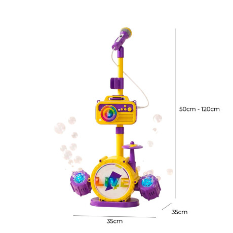 Set Musical Burbujero Batería Micrófono Sonido Y Luz Amarillo