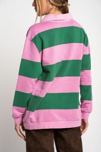 Sweater Polo Rayado Rosa