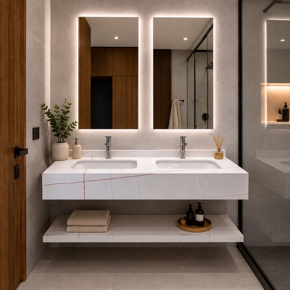CONJUNTO DE BAÑO HABITARE MODELO NS1004-120D/ MUEBLE + BACHAS (SIN ESPEJO) Conjunto De Baño Habitare Modelo Ns1004-120d/ Mueble + Bachas (sin Espejo)