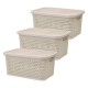 Set x3 Caja simil rattan 2,5lts. (23x15,5x11cm) rosado BEIGE