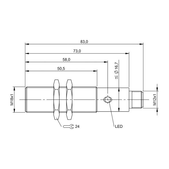 Sensor inductivo PNP NA+NC metalico Ø18mm 24VDC BF0044