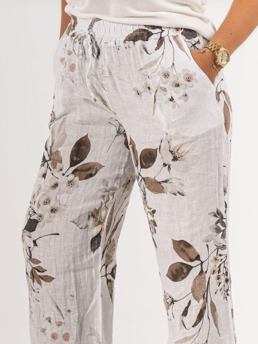 Pantalón 100% lino estampado Pantalón 100% lino estampado