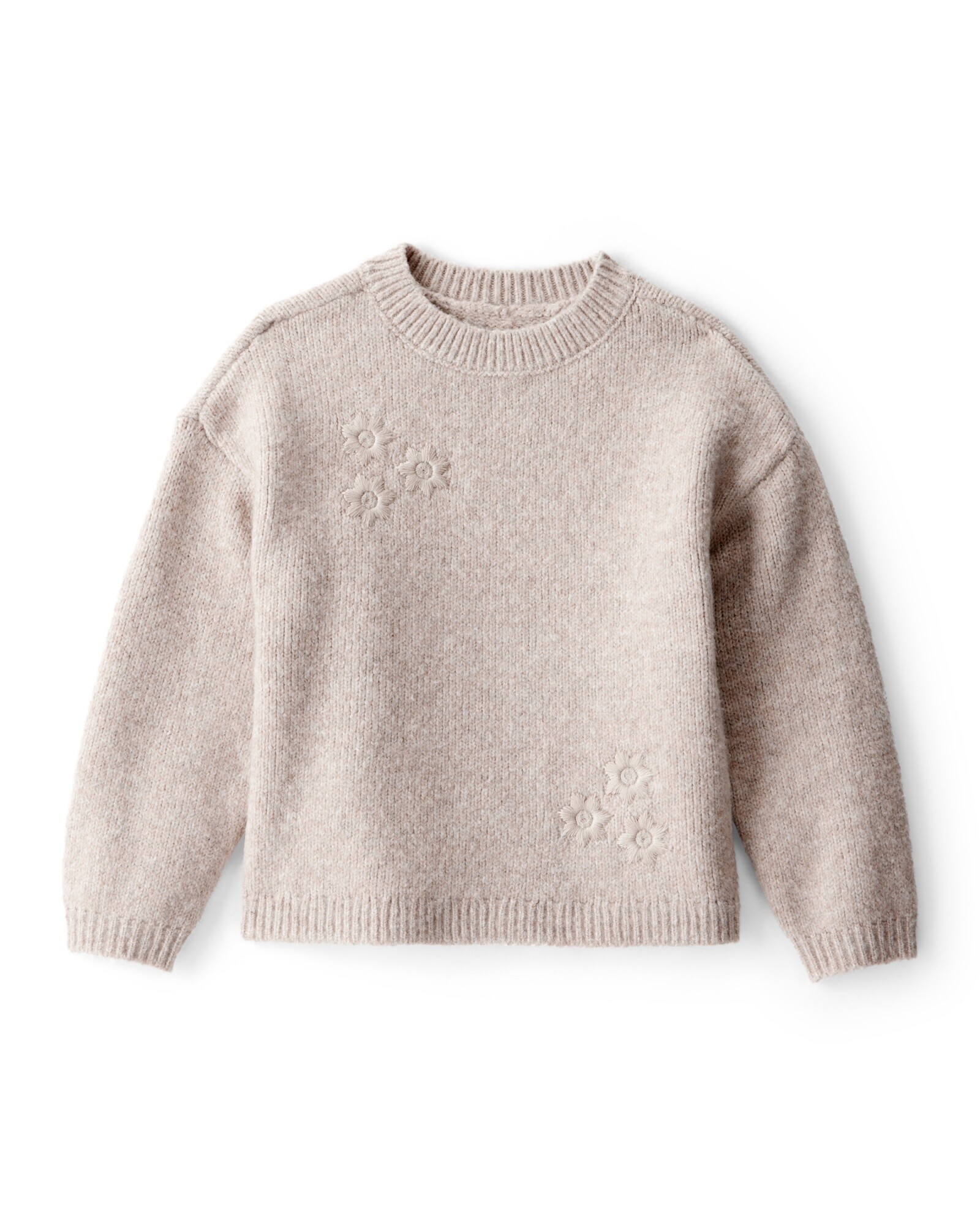 Buzo de punto, beige, bordado floral Sin color