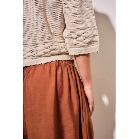 Cardigan Texturado Crochet Flores Beige Melange