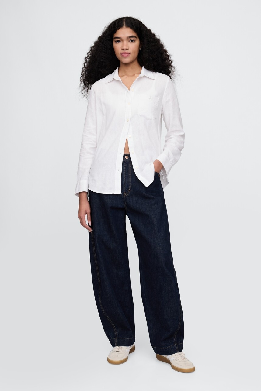 V-IE BRANNAN LINEN EASY SHIRT Optic White V6