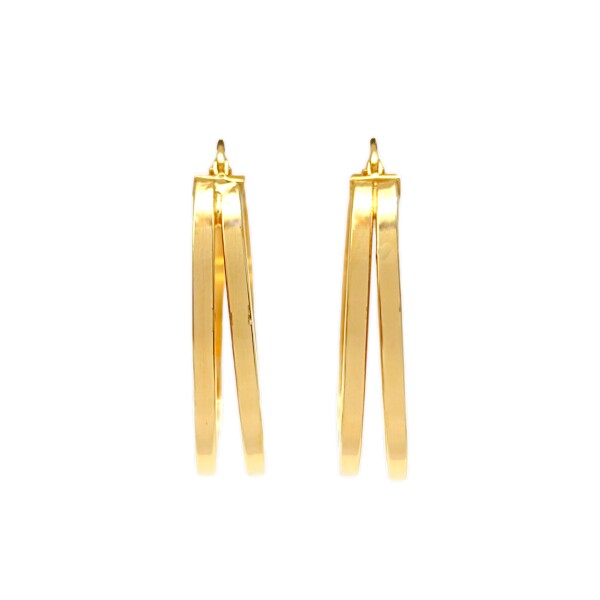 Caravanas aros de oro doble- Oro bajo - Sin piedra- CA8036 sinpiedra