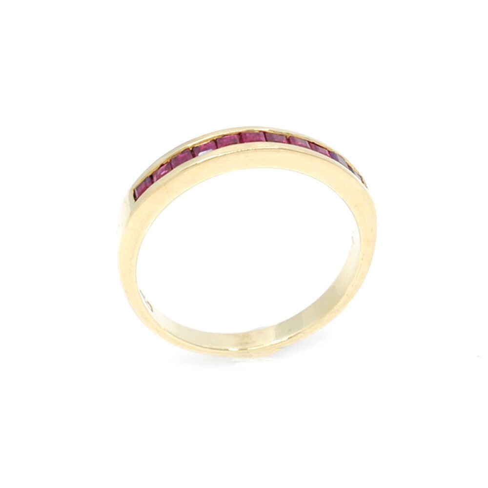 Anillo en oro 18k amarillo y rubies corte carre Anillo en oro 18k amarillo y rubies corte carre
