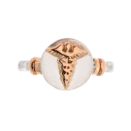 Anillo de plata 925 y oro 10 ktes, MEDICINA Anillo de plata 925 y oro 10 ktes, MEDICINA
