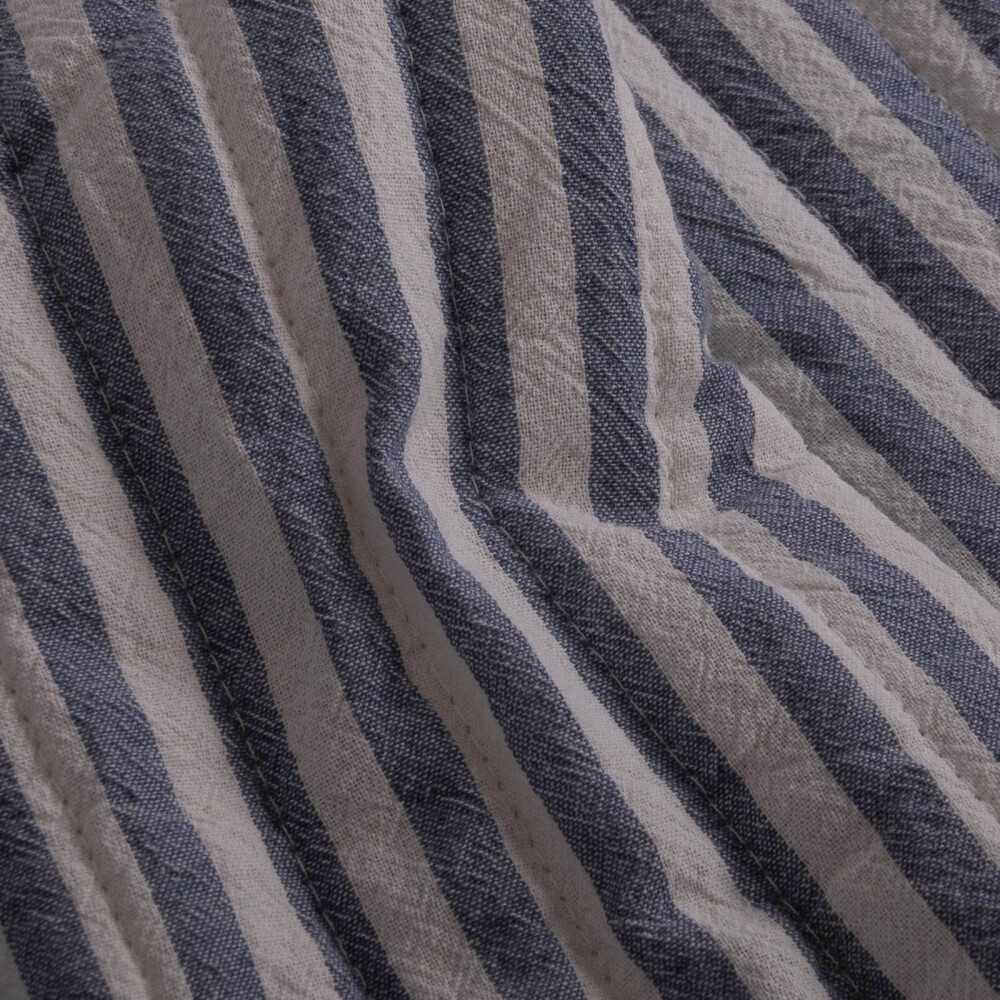 SET CUBRECAMA SUPER KING ALGODON AZUL COTTON STRIPE
