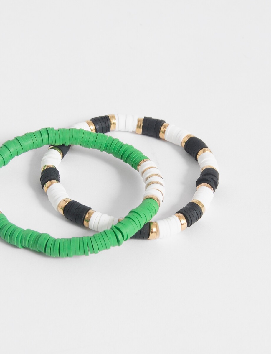 Set de 2 pulseras verde y negro - multicolor 