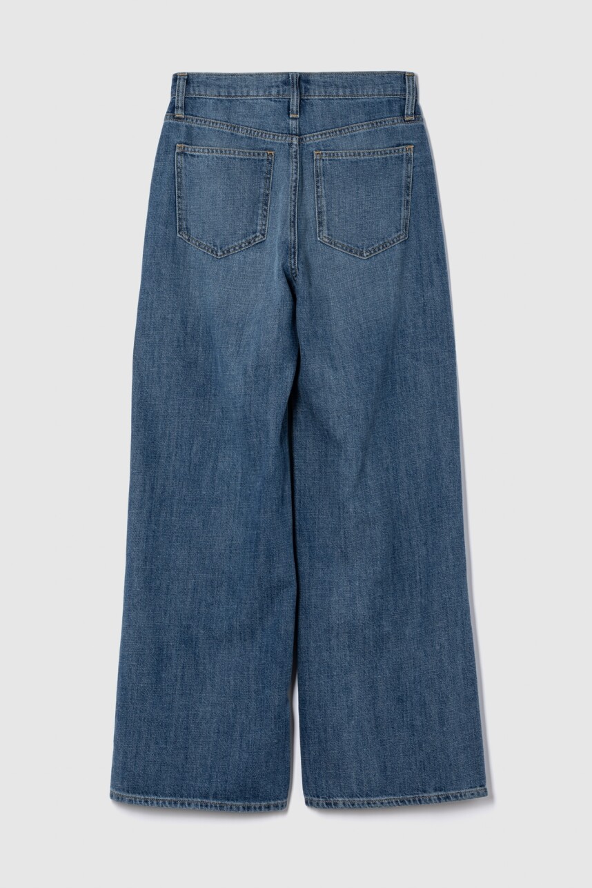 Jean Wide Leg Con Tachas Mujer Medium Wash