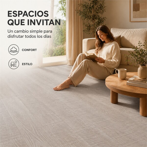 Piso Vinilico Autoadhesivo Piso Flotante Simil Madera x 2m2 Gris 1
