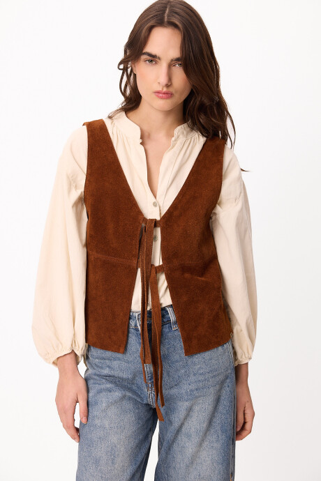 Chaleco Leather Dual Marron