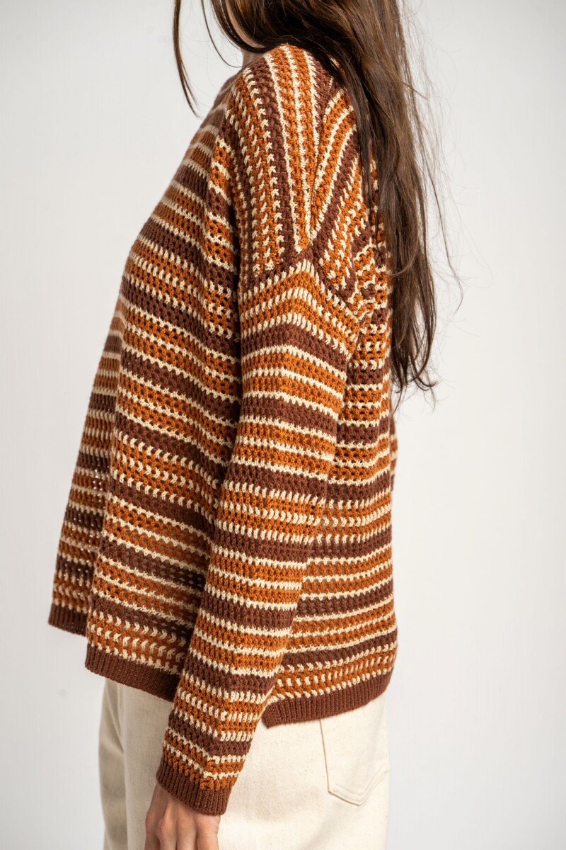Sweater Rayado Texturado Ocre