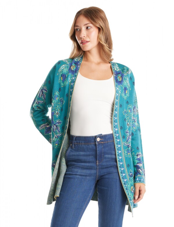 Cardigan Abierto Estampado VERDE/MULTI