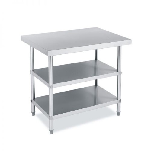 Mesa de Trabajo Inox. 1.8 m con 2 estantes inferiores Perpetua Mesa de Trabajo Inox. 1.8 m con 2 estantes inferiores Perpetua