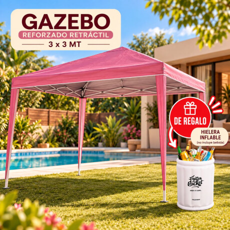 Promo Gazebo 3x3m Rosa + Hielera inflable de regalo Promo Gazebo 3x3m Rosa + Hielera inflable de regalo