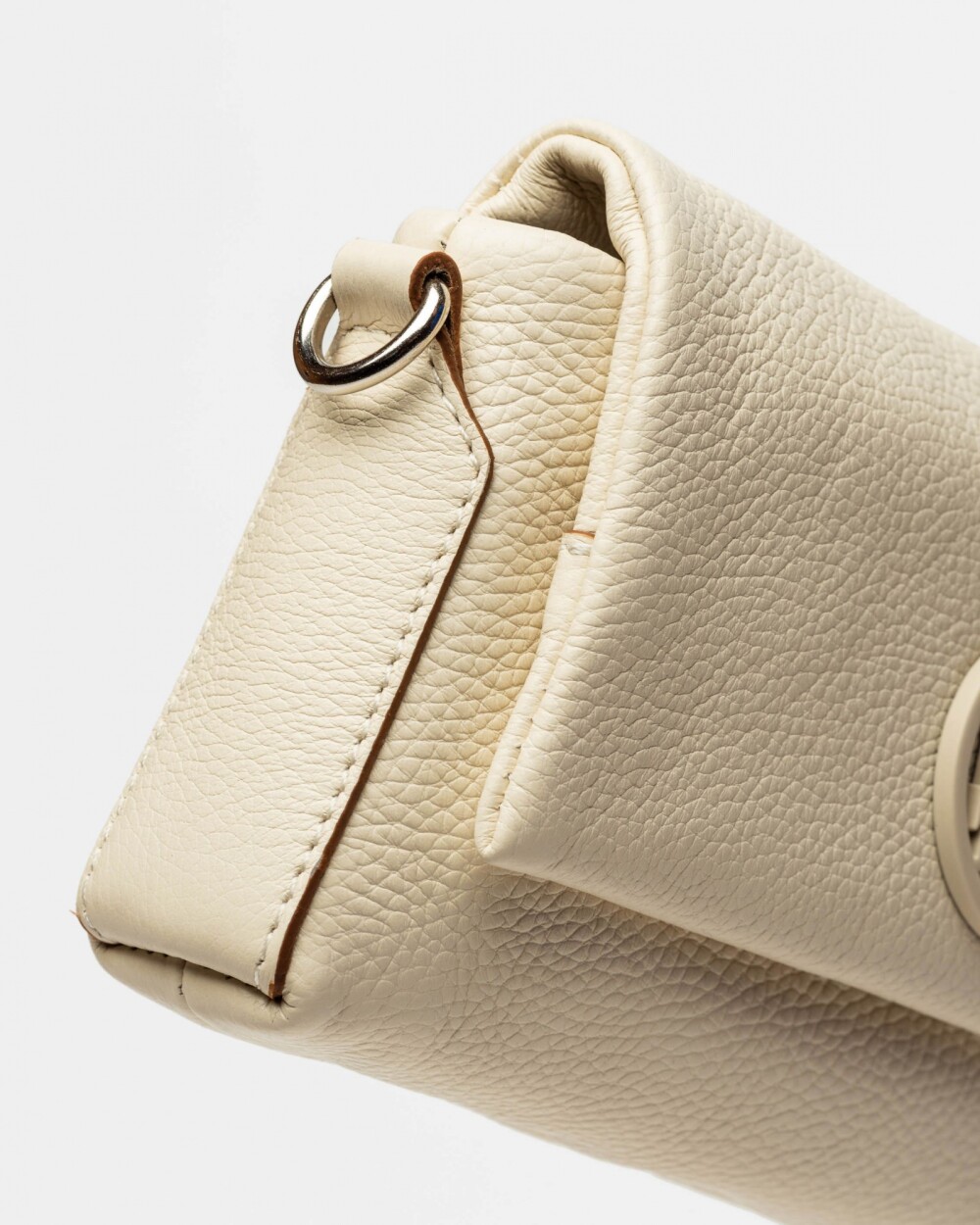 Mini bag Bloom en cuero graneado Natural