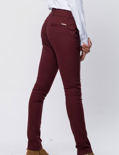 PANTALÓN DE GABARDINA SKINNY BORDEAU