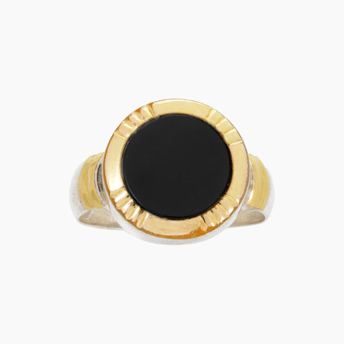 Anillo En Plata Y Oro Con ónix 