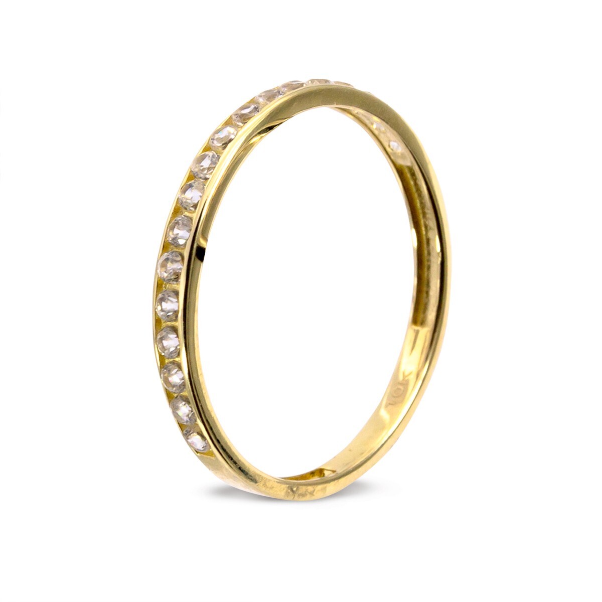 Anillo de oro 9 ktes. con circonias, MEDIO SIN FIN. 