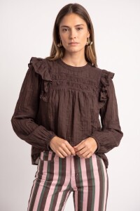 Blusa Con Volados Chocolate