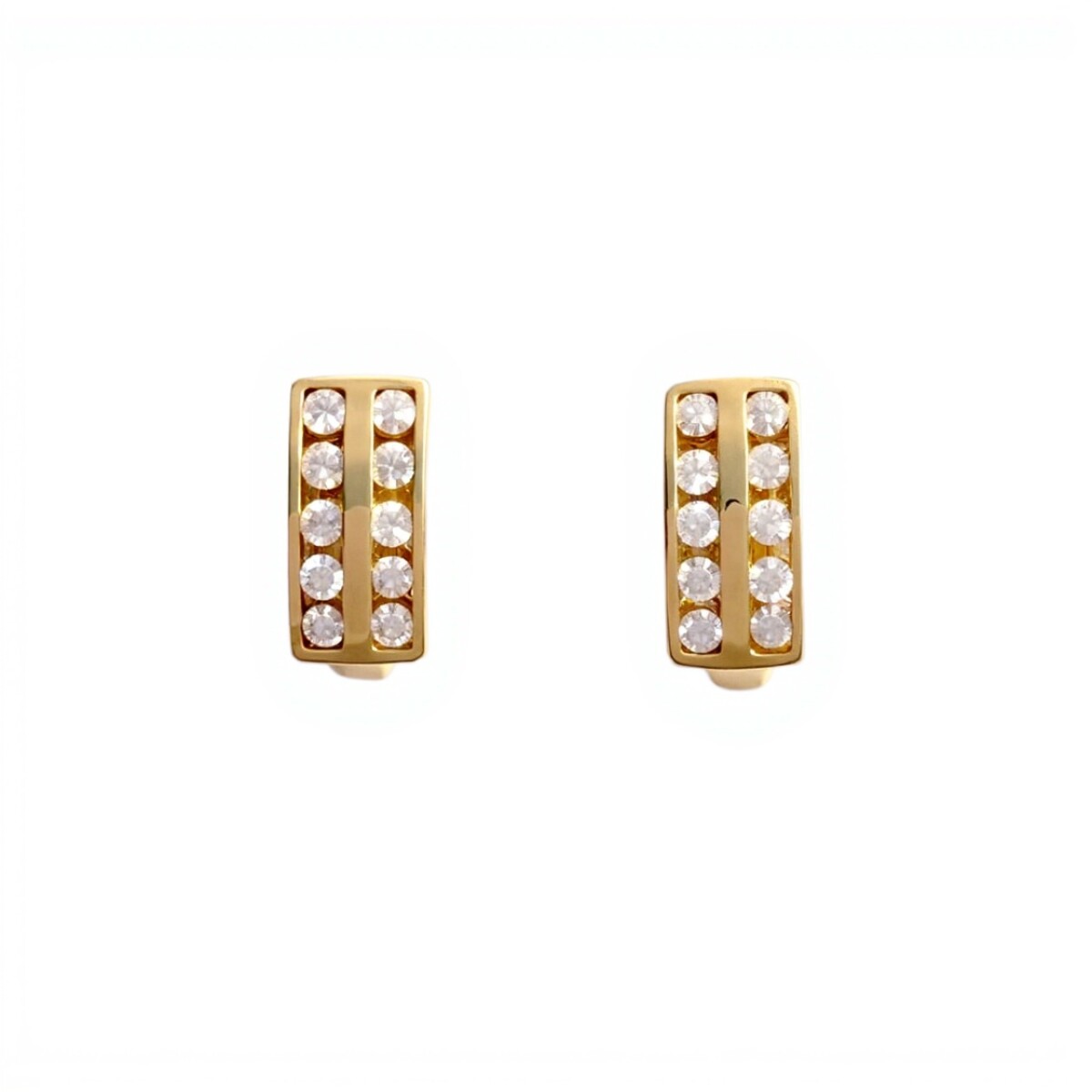 Caravanas Zirconia Doble fila oro- Oro bajo - Zirconia - CA8109 - conpiedra 