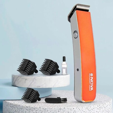 Máquina Corta Pelo Barba Recargable Inalámbrica Profesional Naranja