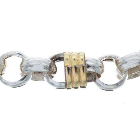 Pulsera de plata y double en oro 18 ktes, ROLO. Pulsera de plata y double en oro 18 ktes, ROLO.
