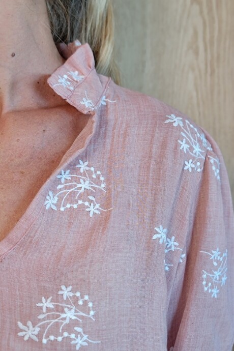 Blusa Copenhague Broderie Rosa