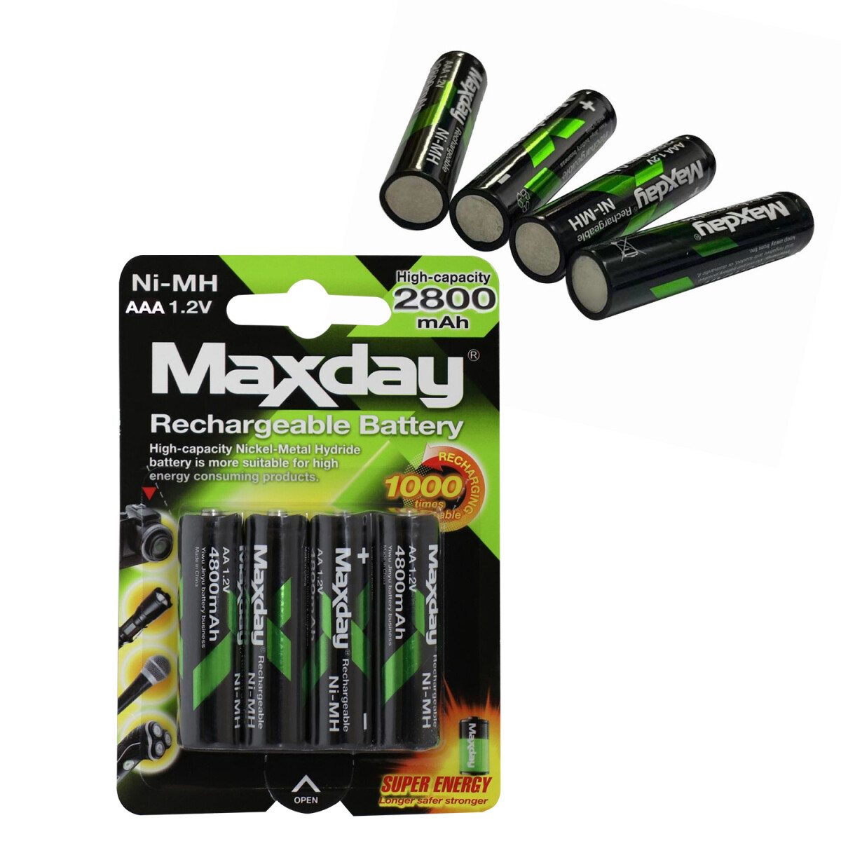 Pilas Recargable Maxday Pack X4 Aaa 2800mah 1.2v Ni-mh Atrix 