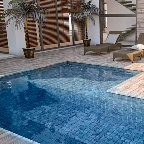 CERAMICA PISO 10X10 EN MALLA BRILLO GAMAS DE AZUL BRICK GAMAS DE AZUL