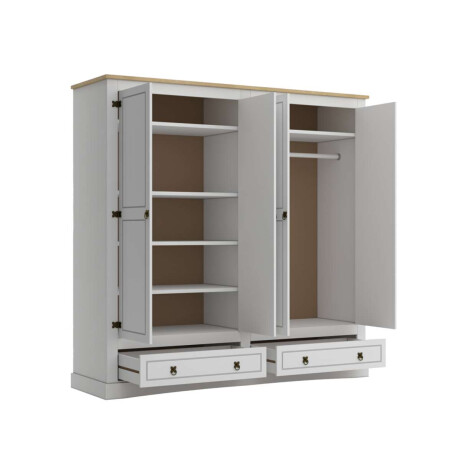 Ropero 4 puertas 2 Cajones Madera Linea mexicana Blanco