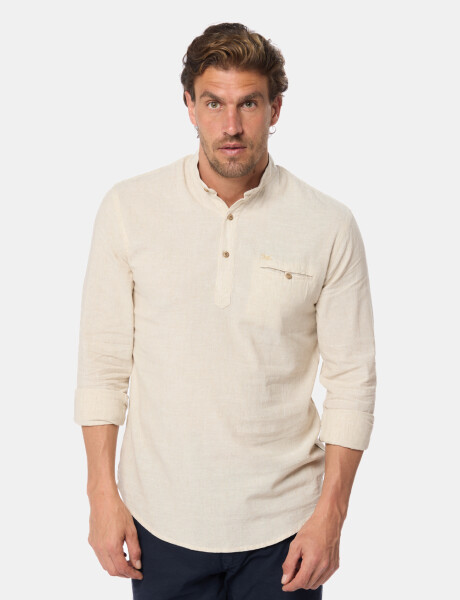 CAMISA DE LINO CUELLO MAO Beige