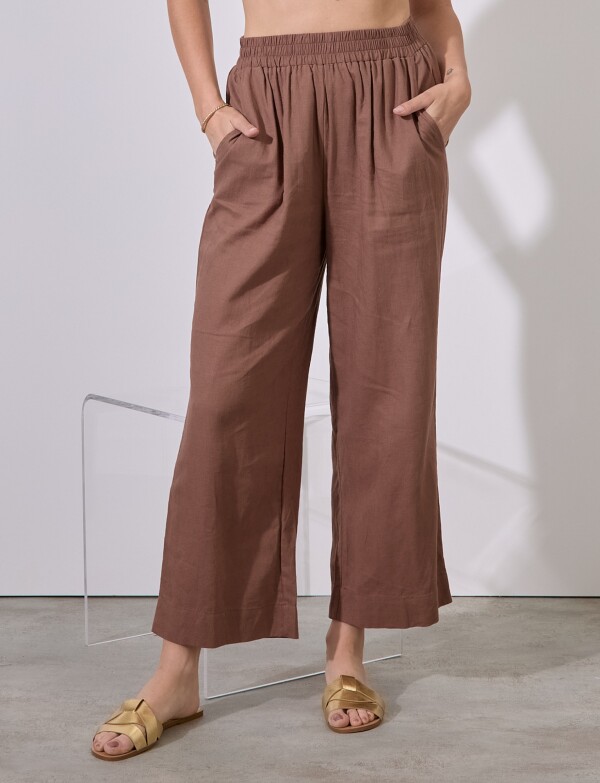 Pantalon Lino MARRON