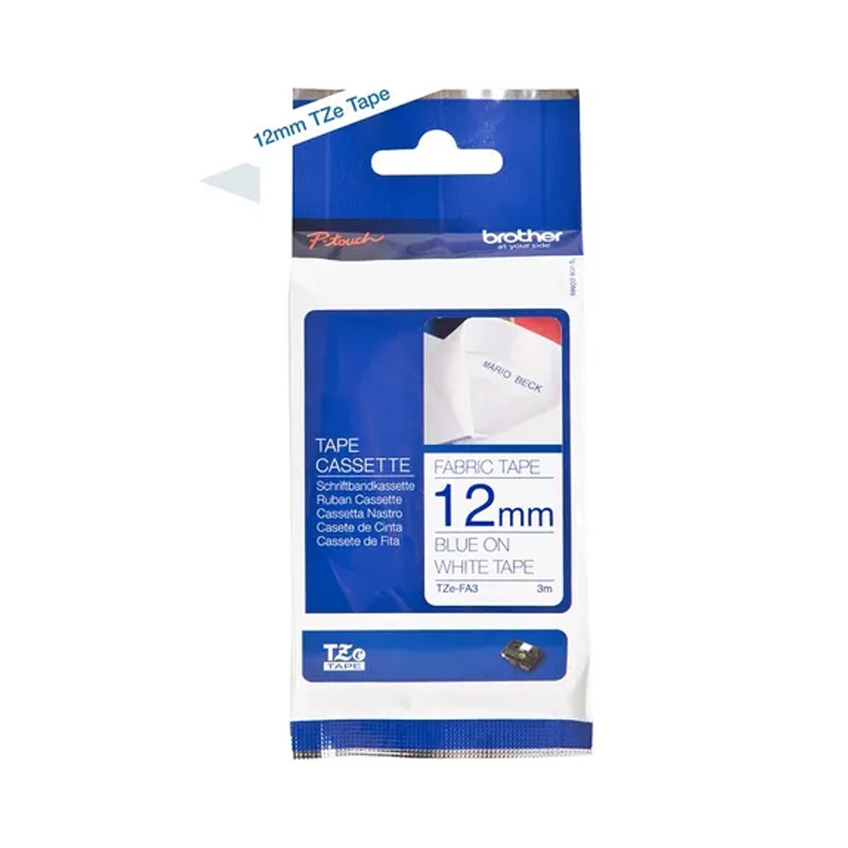 OUTLET- Cinta para Rotuladora Brother TZE-FA3 12mm Tela 