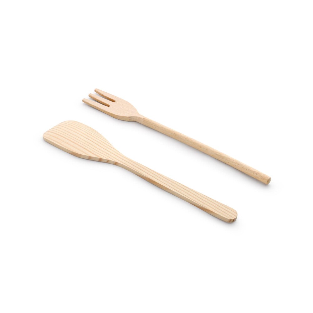SET TENEDOR Y ESPÁTULA MADERA NATURAL-BEIGE