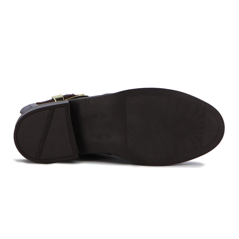 Comfortflex Bota Caña Baja C/ Tira Y Hebilla Cuero/croco Marron