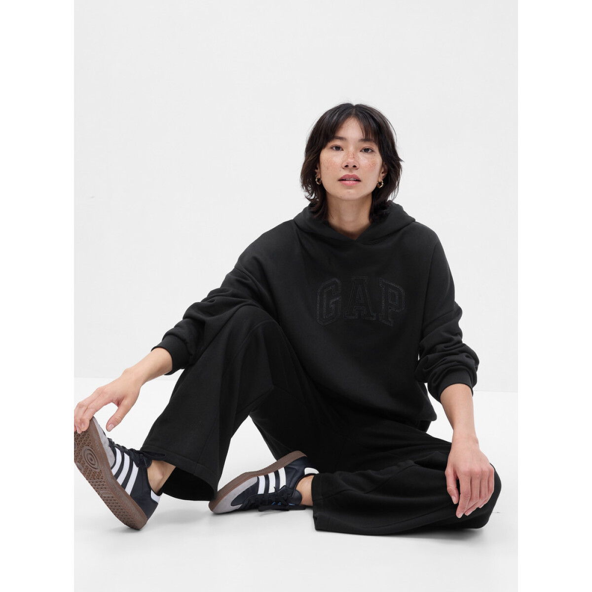 FRONT SEAM WIDE LEG PANT - BLACK 