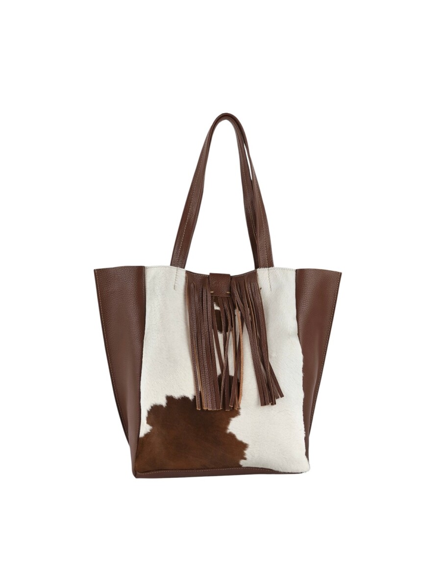 Tote Bag de cuero con pelo - Marron 