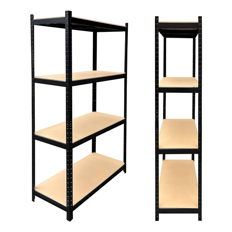 Estanteria Metalica Multiuso Industrial Mdf Regulable Negro