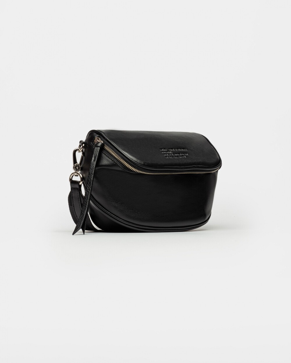 Bandolera Soft en Cuero Graneado Negro