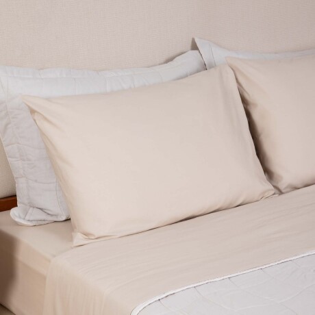 JUEGO DE SÁBANAS 1 PLAZA ALGODON NATURAL-BEIGE COTTON BASIC 180 HILOS BEIGE CLARO