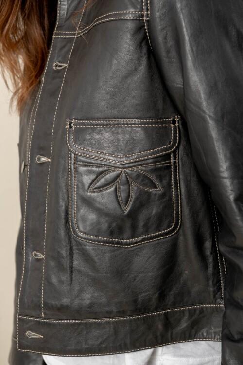 Campera cuero Sahara Negro