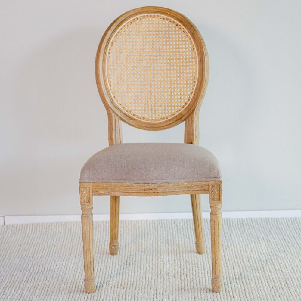 Silla Ovalo / Natural con tapizado beige Silla Ovalo / Natural con tapizado beige