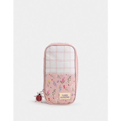 Cartuchera De Canvas Estampada Con Bolsillo Y Divisiones Blanco Crema