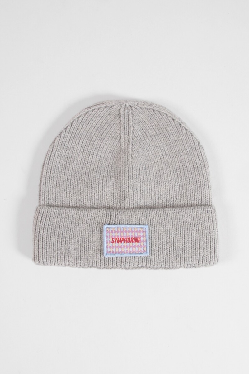 Gorro tejido rib gris melange