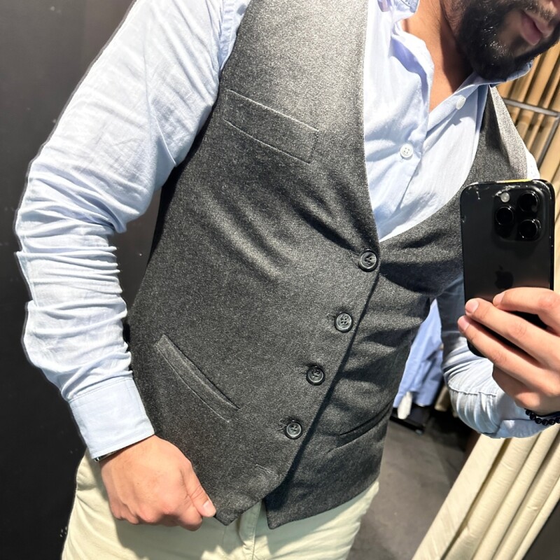 Chaleco de Lana Gris Melange