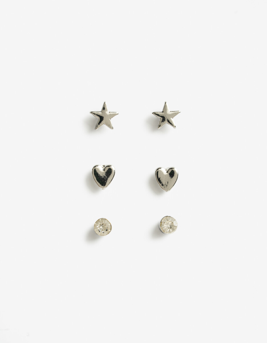 Set De Aros Pasantes Plateado 