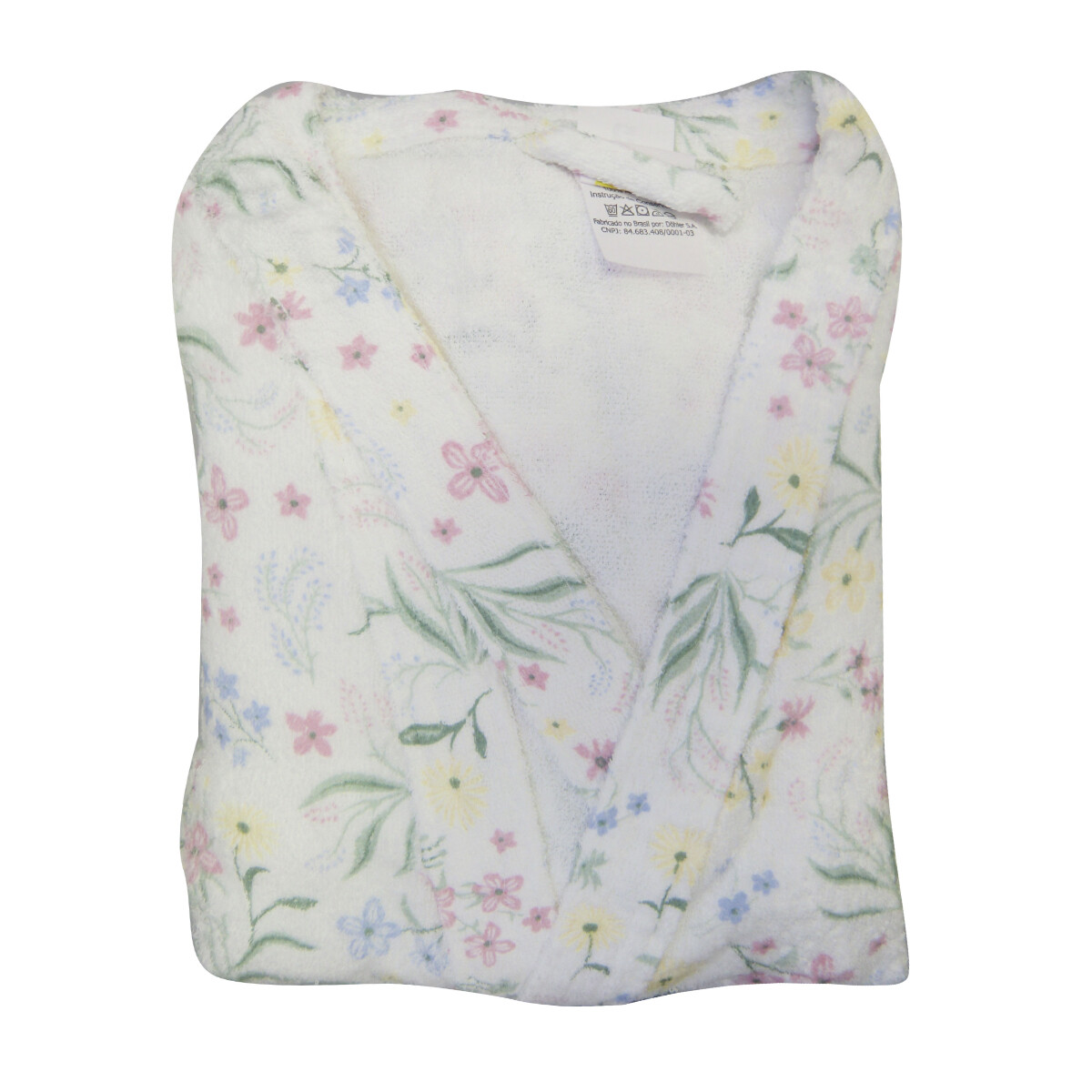 Bata Baño Felpa Estampada Algodón Talle P al G - Flores Coral 